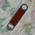 Retro PU leather beer bottle opener with stainless steel, durable and portable tool. - Brown