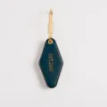 Diamond PU leather keychain with brass hardware and custom stamp option dark teal color model - Dark Blue