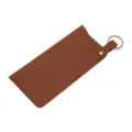 Portable brown PU leather glasses pouch with metal spring ring, dustproof sunglasses case. - Brown