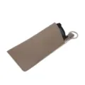 Portable PU leather glasses pouch with metal keyring, anti-scratch sunglasses storage case. - Coffee