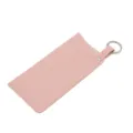 Pink PU leather glasses pouch with spring ring keychain portable anti-scratch sunglasses bag - Pink