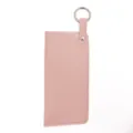 Portable pink leather glasses case with metal keychain minimalist sunglasses storage sleeve protector - Lychee Pattern Leather Style / Pink