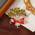 Vintage glazed fruit vegetable brooch crystal rhinestone radish lapel pin coat accessories - Radish / L