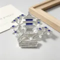 Exquisite Chinese style pagoda pearl brooch detail, elegant enamel and rhinestone pin ornament. - Pine Tower Listening Wind