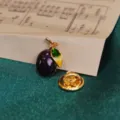 Enamel fruit brooch stylish mini badge collar pin decorative shawl clip for women gift - Black Plum Pin
