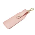 Rosa PU Leder Lippenstift Etui tragbare Kosmetiktasche mit goldenem Schlüsselanhänger Haken - Rosa