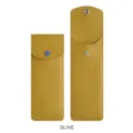 Estuche para lápices de cuero PU verde oliva minimalista bolsa papeterie detalle - Verde oliva