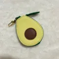 Cute avocado PU leather coin purse with metal hook, mini zipper pouch for keys and tiny earphones. - Avocado Shape / Avocado