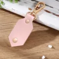 Pink PU leather mini photo frame keychain, creative DIY couple bag charm and key ring pendant. - Pink
