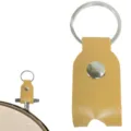 Portable drum tuning key leather case protective holder with keychain ring accessory. - Yellow