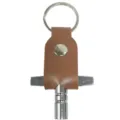 Drum tuning key with brown PU leather case and metal keychain portable accessory - Brown