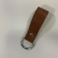 Brown PU leather keychain strap with silver metal ring, minimalist keyring holder for daily use. - Brown Keychain Only