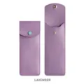 Estuche para lápices de cuero PU lavanda con botón a presión, bolsa de papelería minimalista. - Lavanda