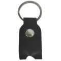Black PU leather drum key holder, portable tool protective case with metal keyring and rivet. - Black