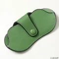 Green PU leather glasses case portable foldable sunglasses storage pouch with snap button - Green