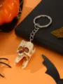 Halloween gothic creative skull tooth keychain pendant, unique horror style metal ring bag charm. - Tooth / Distressed White