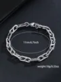 Bracciale a catena geometrica in metallo argentato da uomo, gioiello stile punk. - Larghezza 0.8mm Lunghezza 17cm