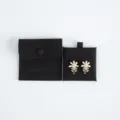 Black velvet jewelry pouch with snap button and storage bag for rings and accessories SKU - Black (Cloth Button Bag + Card Holder Set) / 8*8cm+6*6cm