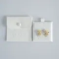 White velvet jewelry pouch set with pearl flower earrings, snap closure gift packaging variant. - White (Cloth Button Bag + Card Holder Set) / 8*8cm+6*6cm