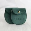 Pochette bijoux en velours vert avec bouton pression petit sac cadeau emballage semi-circulaire - Vert