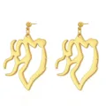 Gold irregular abstract silhouette stud earrings detail view, modern fashion jewelry. - 01 Gold Demon Hunter Stud Earrings