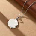 Minimalist stainless steel double layer octagonal pendant necklace for daily wear jewelry - Steel Hexagon