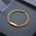 Gold stainless steel Cuban link ID bracelet for men and women, stylish couple jewelry bangle. - 1.6 Curved Tag Bracelet / 20cm / Gold