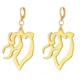 Gold tone irregular tassel drop earrings, Kpop Rumi style fashion statement jewelry gift for women. - 03 Gold Demon Hunter Hoop Earrings