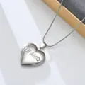Stainless steel heart locket pendant detail, openable photo box necklace closeup view. - TE AMO Heart (Style 3)