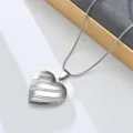 Stainless steel heart locket pendant necklace, retro French openable design detail shot. - Striped Heart (Style 5)