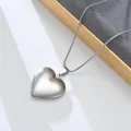 Stainless steel heart locket pendant necklace close-up view detailed shot silver collarbone chain - Smooth Silver Heart (Style 6)