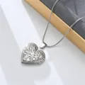 Stainless steel heart locket necklace detail, retro French openable pendant with snake chain. - Patterned Relief (Style 8)