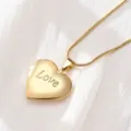 Gold heart locket pendant necklace for women, stylish stainless steel couple jewelry piece. - Love Engraved Locket (Style 6) / Gold