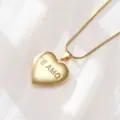 Gold heart locket necklace, stainless steel love pendant with engraved text for couple. - TE AMO Engraved Style (Style 9) / Gold