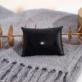 Black PU leather envelope pouch for jewelry ring necklace packaging with gold snap button. - 7*5cm / Black