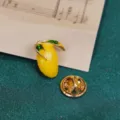 Cute lemon enamel brooch metal pin mini badge collar accessory for women clothing decor. - Mango Pin