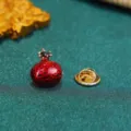 Red pomegranate enamel brooch mini lapel pin metal badge fashion women clothing accessory - Pomegranate Pin