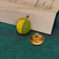 Durian enamel brooch pin, cute fruit design badge lapel pin, creative gold metal collar accessory. - Durian Pin
