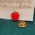 Red strawberry enamel brooch mini lapel pin cute fruit badge collar accessory for women - Red Strawberry Pin