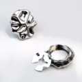 Silver irregular metal shirt button snap fastener replacement garment accessory hardware part. - Irregular Wave Single Piece (ZK037) / 18K Gold / 1 Piece/Pack / Silver