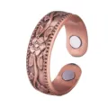 Vintage Koperen Magnetische Ring Bloemen Geverfd Verstelbare Open Gezondheidsring Antiek Brons - Retro Ring