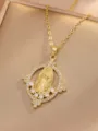Elegant copper micro-pave zircon Virgin Mary pendant necklace for women, classic religious jewelry. - Gold Mary Pendant Boxed (Style 11)