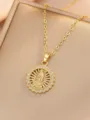 Exquisite Gold Plated Virgin Mary Pendant Necklace with Micro Inset Zirconia Stones - Round Radiant Mary (Style 12)