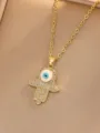 Gold Hamsa Hand Necklace Evil Eye Zircon Pendant Jewelry Elegant Women Fashion Accessory Gift - Hamsa Hand Blue Eye (Style 17)