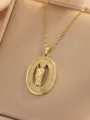 Gold Saint Mary pendant necklace with micro-set zircon, elegant religious jewelry item. - Gold Mary Religious Theme (Style 20)