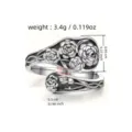 Silver vintage floral wrap ring with rose embossed pattern, detailed size and weight spec. - Open Adjustable / Antique Silver