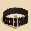 Black lace belt women rhinestone buckle fashion waist strap dress accessory elegant chic - Black Belt Black Lace (2 Rows Rhinestones) / 2.8cm Rhinestone Buckle