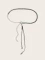 Black and silver waist chain fashion metal leather belt for women skirt suit accessories - New Woven Waist Chain (1779) / Black