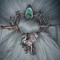 Vintage dragon moonstone hair pin, Nordic Viking style metal hair accessory for women gift. - Antique Red Copper