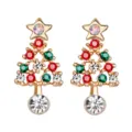 Christmas tree rhinestone earrings gold tone festive jewelry details for women and party - Christmas Tree 02